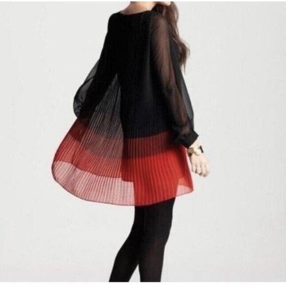 French Connection Pleated Color Block Swing Dress Size 10 - Picture 2 of 10